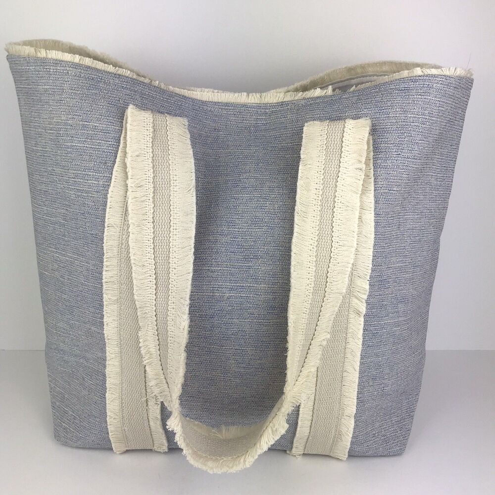 NEW Tote Bag for Beach, Grocery, Everyday Blue White, Monogram 14" x 19""
